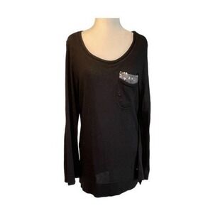 Acqua Buenos‎ Aires Cashmere Sweater Black Silk Silver Sequins Tunic M